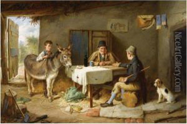 The Sale Of A Donkey Oil Painting - Charles Hunt