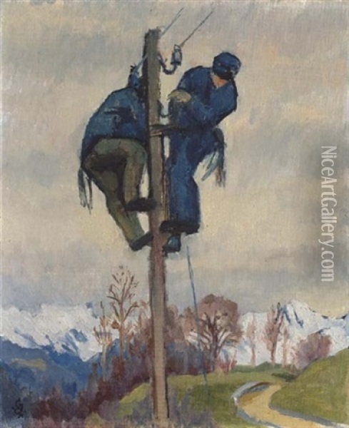 Telephonarbeiter Oil Painting - Giovanni Giacometti