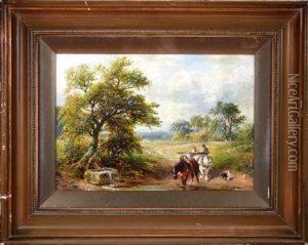 Crossing The Brook Oil Painting - George Turner
