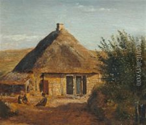 Laurine's House In Mollehuse Near Assens Oil Painting - Dankvart-Christian-Magnus Dreyer