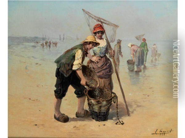 Fischerin Und Fischer Oil Painting - Eugene Appert