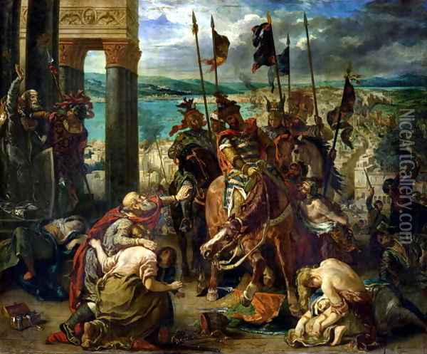 The Crusaders entry into Constantinople 12th April 1204 Oil Painting - Paul-Louis Delance