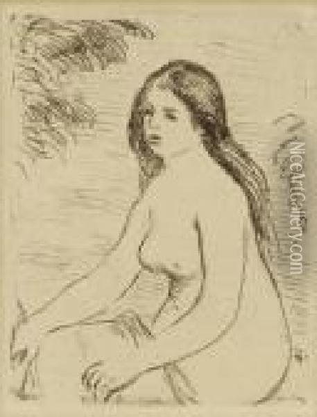 Femme Nue Assise. Oil Painting - Pierre Auguste Renoir