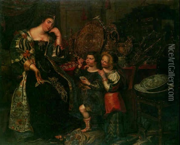 Allegory De La Fortune: Vanite Oil Painting - Gaspar van den Hoecke