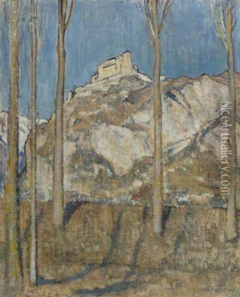 Chateau De Valere, Sion Oil Painting - Edouard (Eugene Francois) Vallet