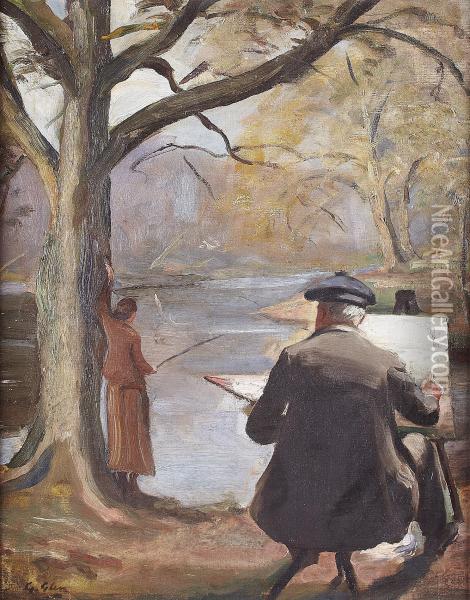 Waggon Pond, Grayshott Oil Painting - Graham De Glen