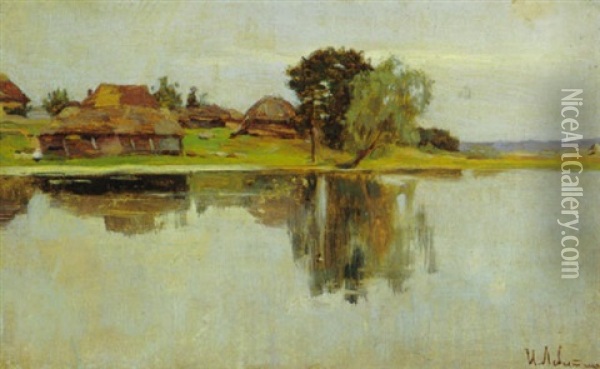 Shacks By The Lake Oil Painting - Isaak Levitan