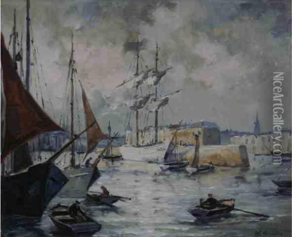Marine A Nantes Oil Painting - Hippolyte Garnier