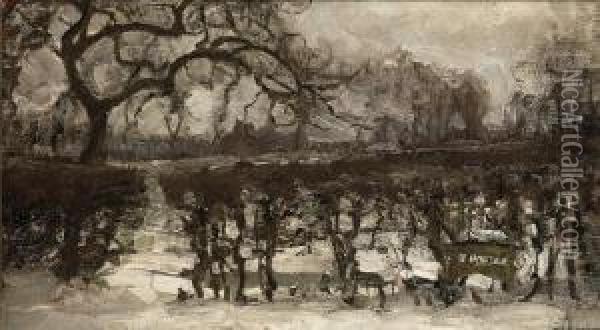 Winter Landscape Oil Painting - Piet Mondrian