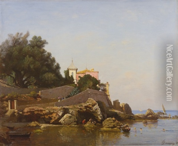 Paysage Mediterrane Oil Painting - Francois Louis Francais
