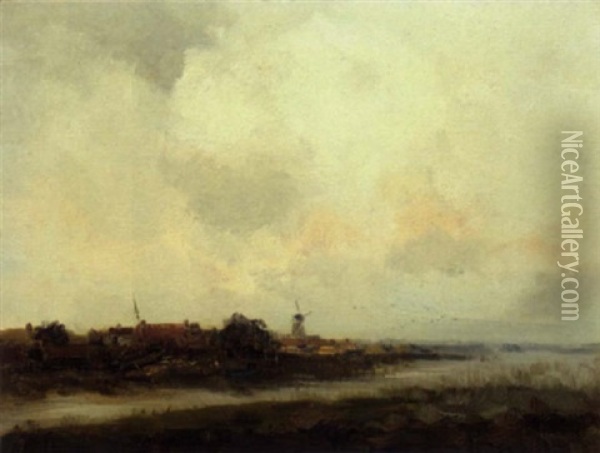 A View On The River Ijssel Oil Painting - Willem George Frederik Jansen