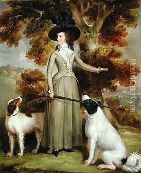 The Countess of Effingham with Gun and Shooting Dogs Oil Painting - George Haugh