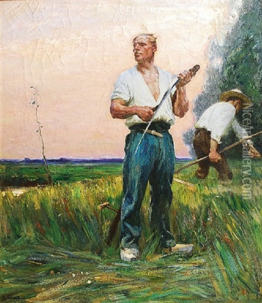 Bei Der Heuernte Oil Painting - Arthur Kampf