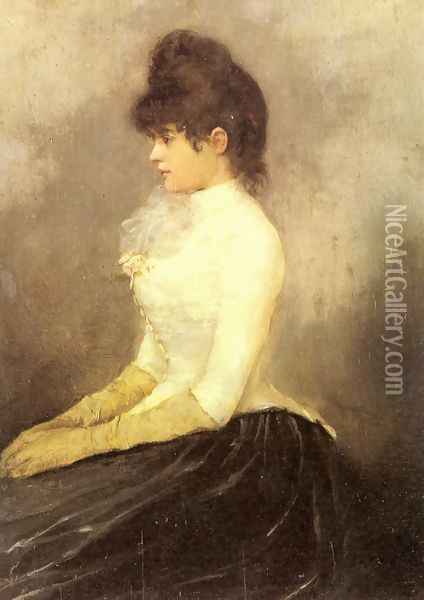 The Baroness von Munchhausen Oil Painting - Alfred Stevens