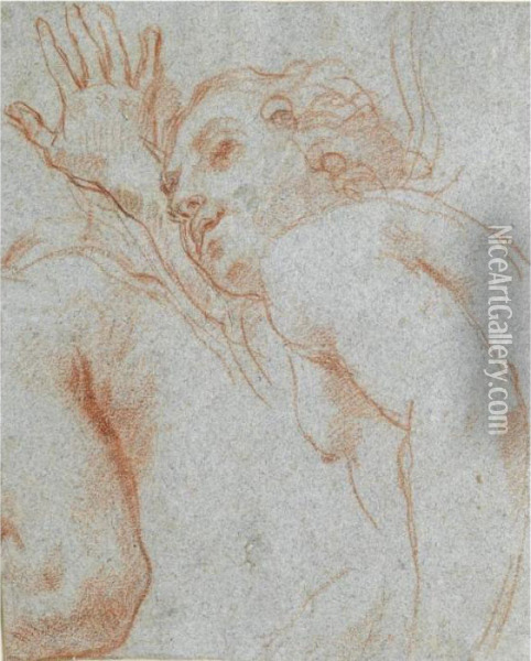 Half-length Study Of A Running Figure, With A Secondary Study Of An Arm And Shoulder Oil Painting - Carlo Maratta or Maratti