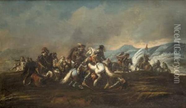 La Charge De Cavalerie Oil Painting - Ercole Graziani