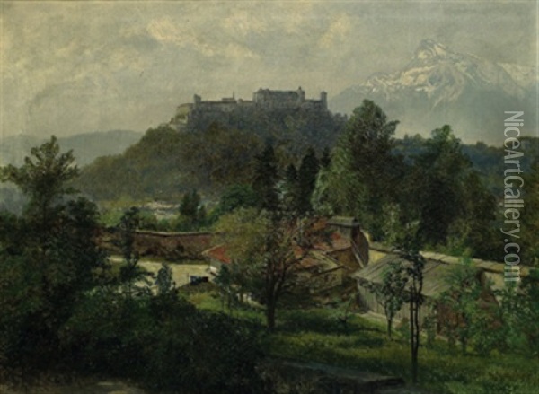 Festung Hohensalzburg Und Untersberg Oil Painting - Konrad Petrides