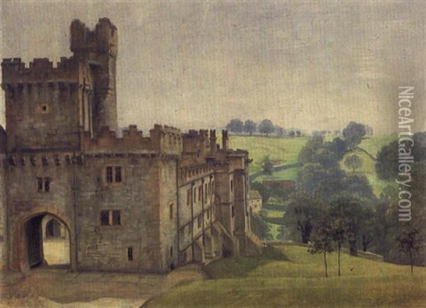 Haddon Hall Derbyshire Oil Painting - Rex John Whistler