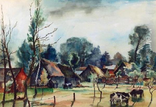 Na Wsi Oil Painting - Stanislaw Karniewski