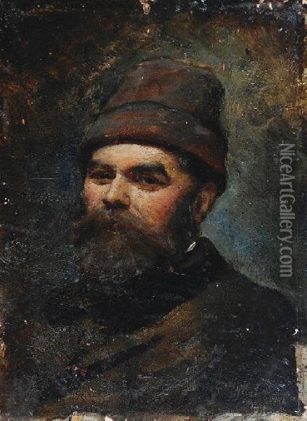 Portret Mezczyzny - Sybirak Oil Painting - Leon Wyczolkowski