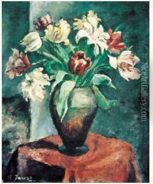 Fleurs Dans Un Vase Oil Painting - Roman Jarosz