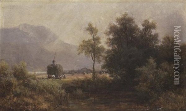 Heuernte Bei Kochel Oil Painting - Ludwig Sckell