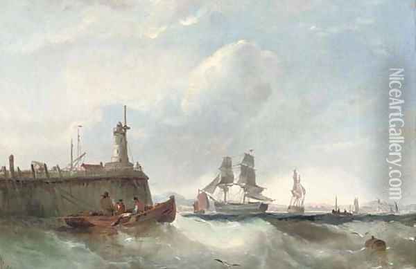 Shipping at the harbour mouth Oil Painting - Edwin Hayes