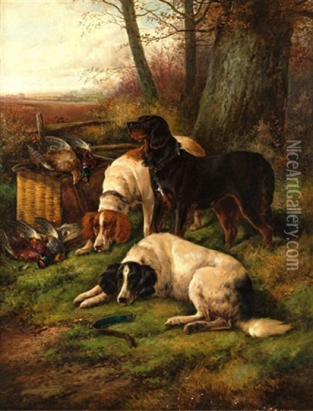 Guarding The Bag Oil Painting - John W. Morris