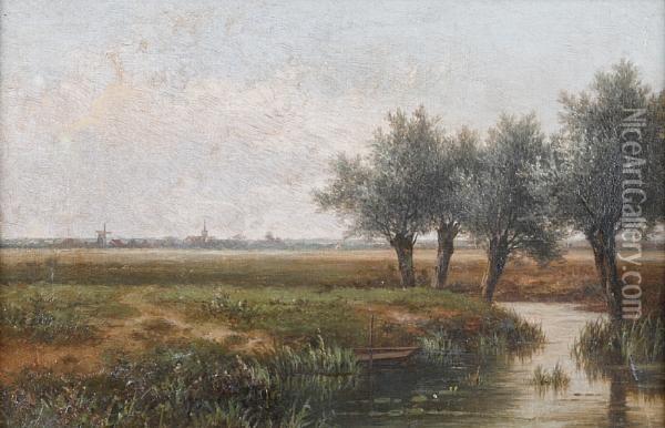 Meadows In Holland Oil Painting - Hendrik Pieter Koekkoek
