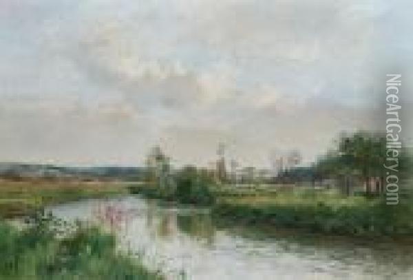 A Quiet Backwater At Amiens Oil Painting - Pierre-Emmanuel Damoye