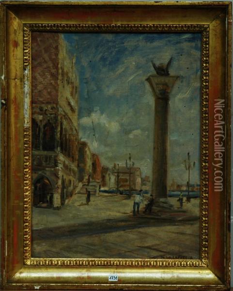 L'obelisco Di Piazza San Marco A Venezia Oil Painting - Mario Della Foglia