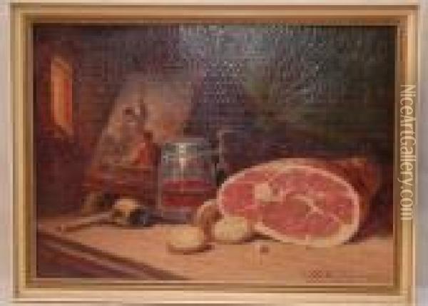 Still Life Ham Oil Painting - George Washington Nicholson