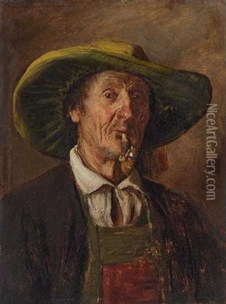 Bauer Mit Grosem Hut Oil Painting - Franz Von Defregger