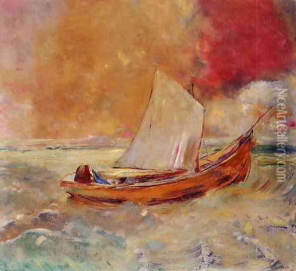 Yellow Boat Oil Painting - Odilon Redon