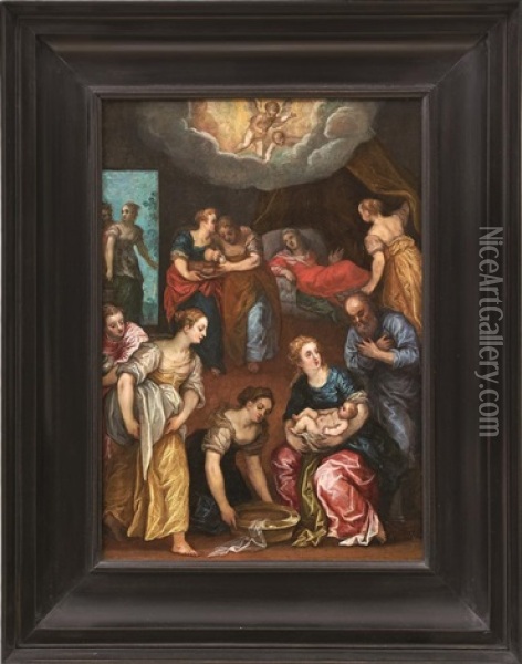 Maria Geburt Oil Painting - Hendrik van Balen the Elder