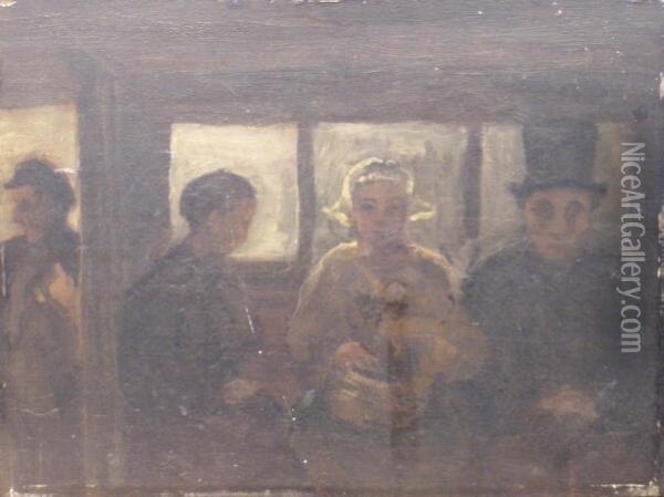 Street Car Oil Painting - Honore Daumier