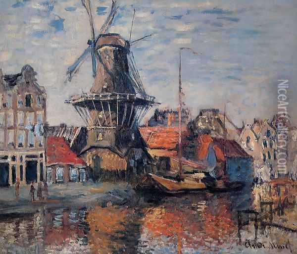 The Windmill On The Onbekende Canal Amsterdam Oil Painting - Claude Oscar Monet