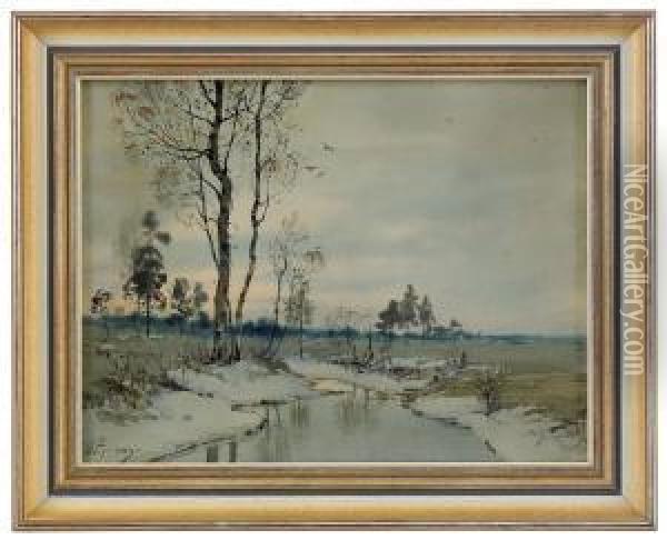 A Spring Landscape Oil Painting - Feodor Petrovich Riznischenko
