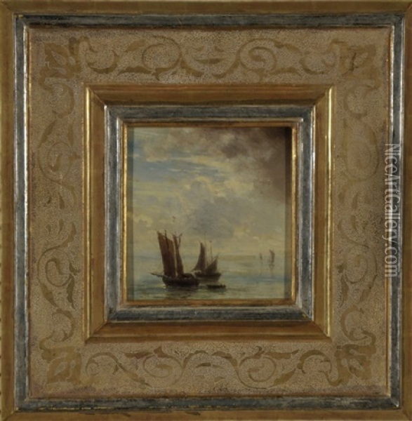 Fischerboote Auf Dem Meer Oil Painting - Ludwig Meixner