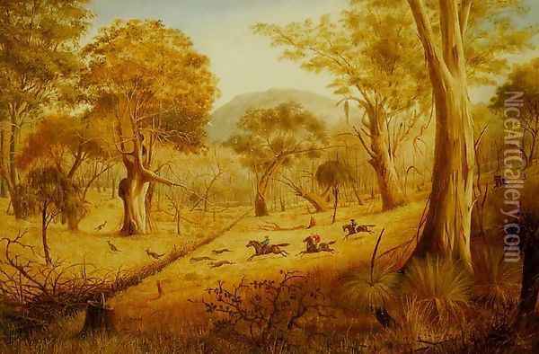 Kangaroo Hunt under Mount Zero Oil Painting - Edward Roper
