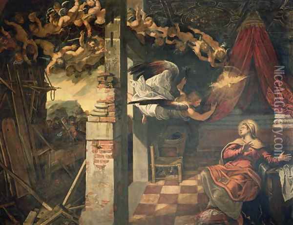 The Annunciation 2 Oil Painting - Jacopo Tintoretto (Robusti)