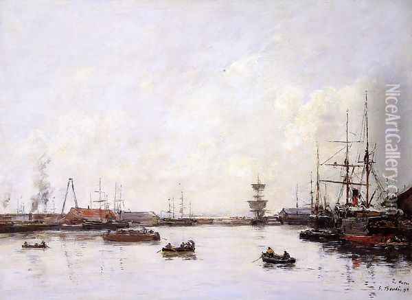 Le Havre, Le Bassin de L'Eure I Oil Painting - Eugene Boudin