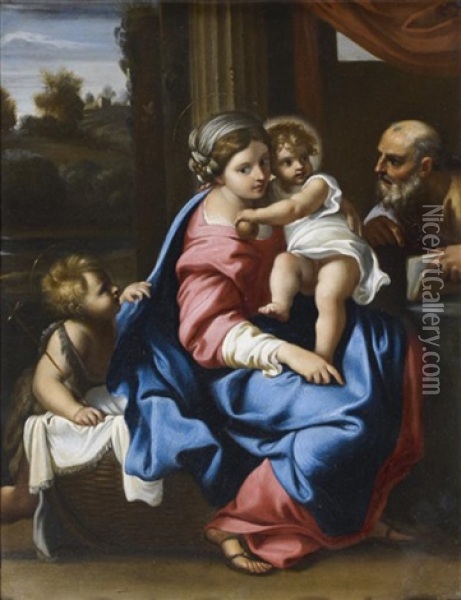 Sainte Famille Avec Saint Jean-baptiste, La Vierge Montalto Oil Painting - Annibale Carracci