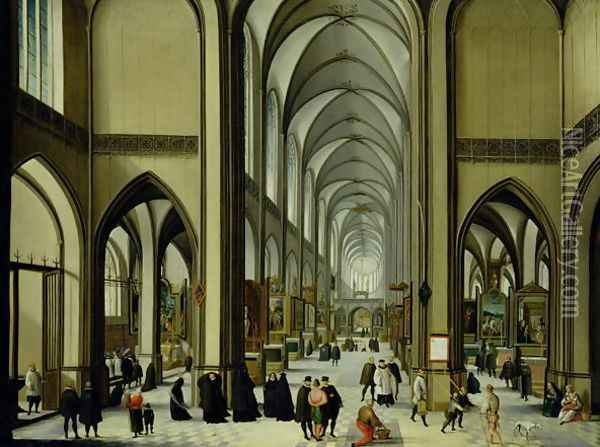 Interior of Antwerp cathedral Oil Painting - Hendrik van Steenwyck
