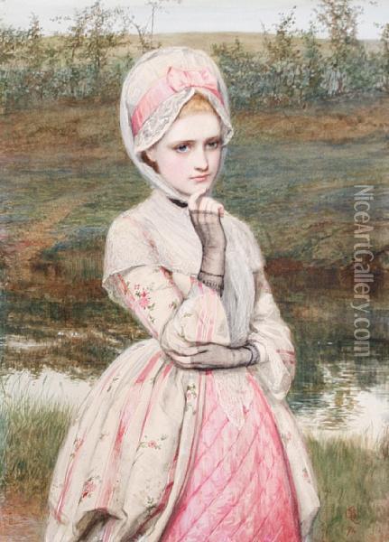 The Girl In Pink Oil Painting - Charles Sillem Lidderdale