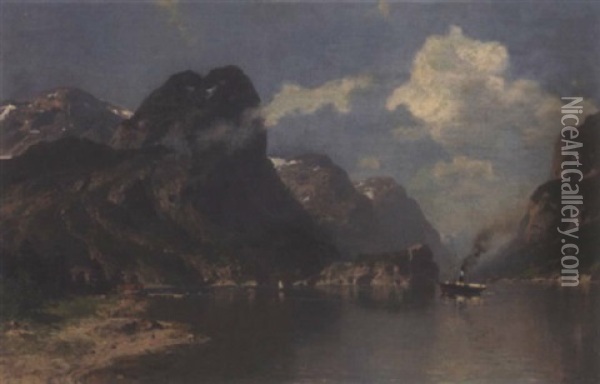 Fjordlandskap Oil Painting - Morten Mueller