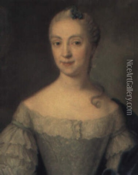 Portratt Av Frederika Christina Fahlstrom, Fodd Stranfelt Oil Painting - Johann Henrik Scheffel