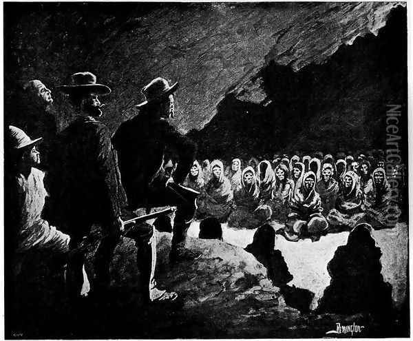 In the Cave of the Dead Oil Painting - Frederic Remington
