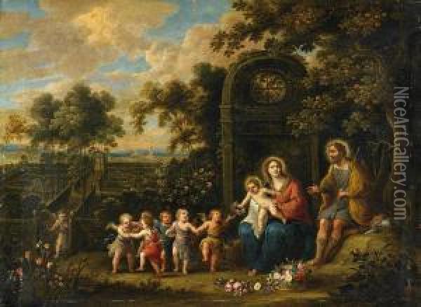 Landschaft Mit Heiliger Familie Oil Painting - Pieter Van Avont