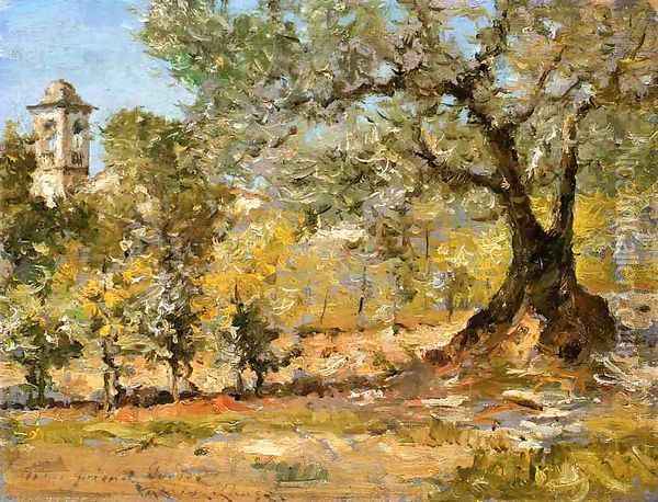 Olive Trees, Florence Oil Painting - William Merritt Chase